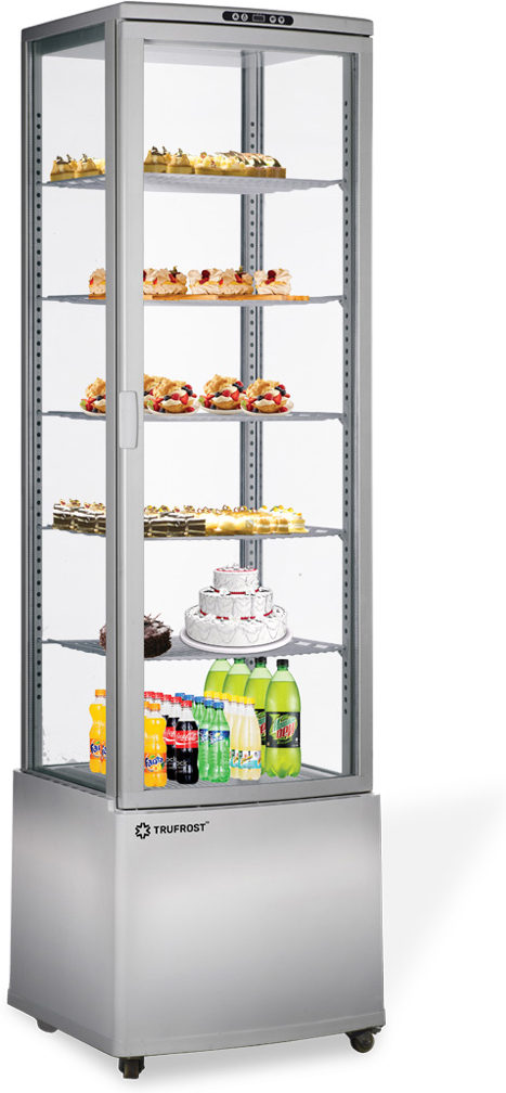 4 Side Glass 5 Layer Panoramic Cake Showcase